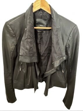 Veda Black Genuine Leather Motorcycle Jacket
